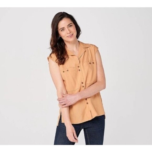 Bishop + Young Ojai Button Front Sleeveless Shirt Sienna Size Small - Picture 1 of 2